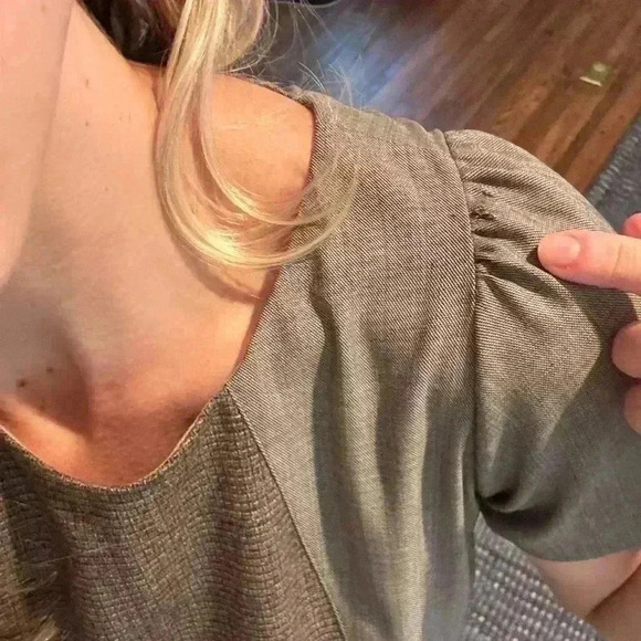 Etro Drop Waist Work Dress Midi Printed Neutral Modern Professional Size 42 - Picture 9 of 16